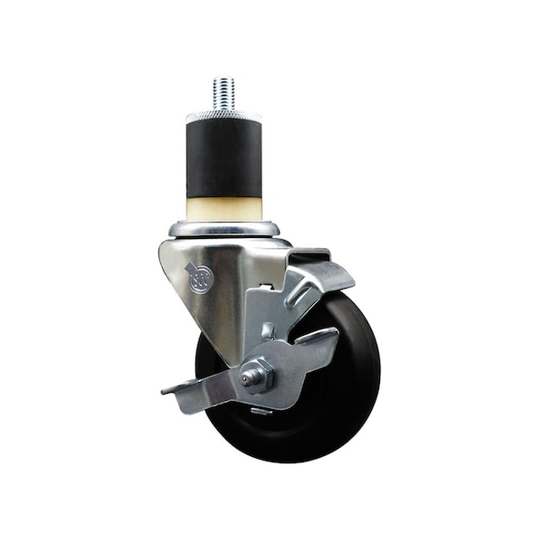 3.5'' Soft Rubber Swivel 1-7/8'' Expanding Stem Caster with Brake